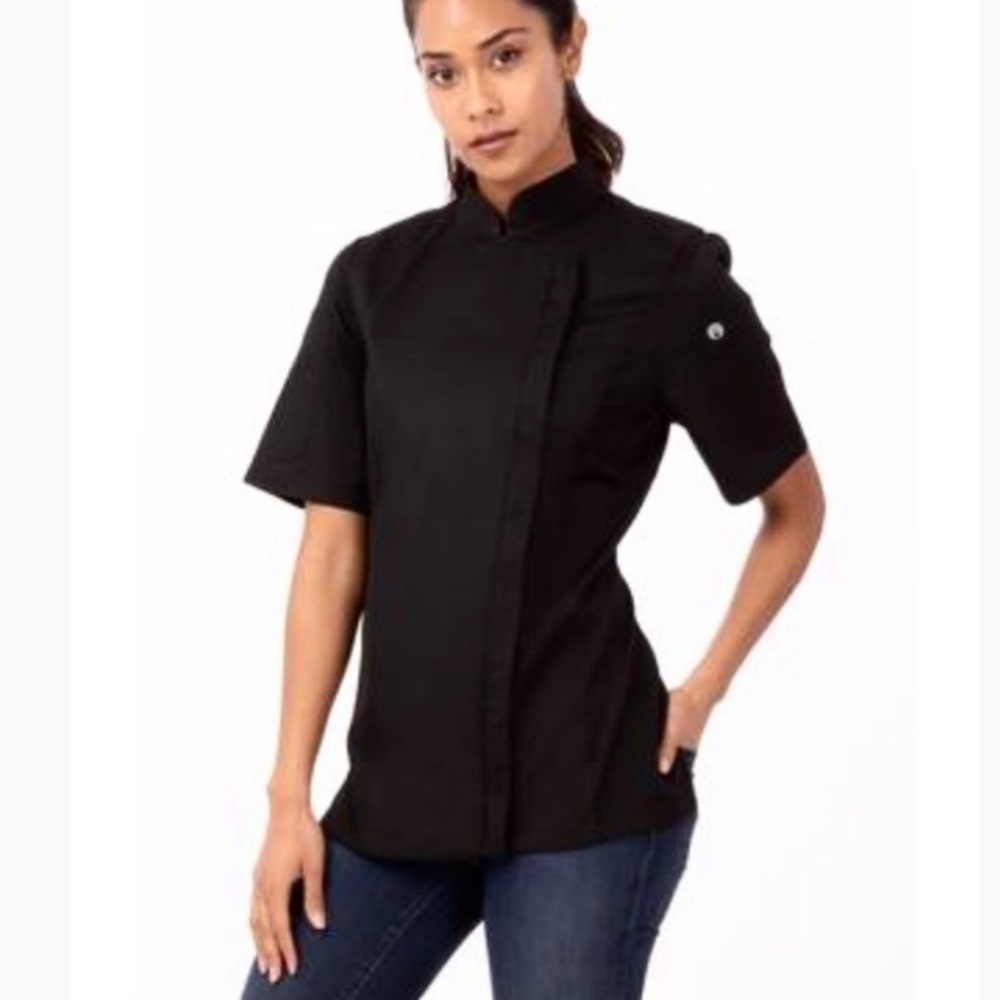 🪞 NEW chef works women’s cool vent panel fitted chef coat with apron hook XS